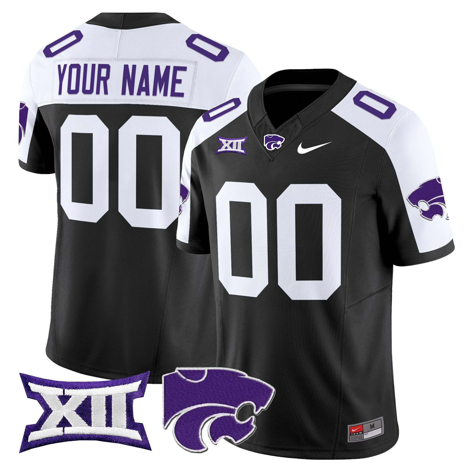 Men Kansas State Wildcats Black Nike 2024 Vapor Limited Custom NCAA Jersey